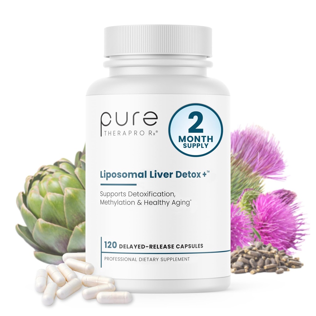 Pure Therapro Rx Liposomal Liver Detox + 120 Acid-Resistant VCaps | Methylation Nutrient Cofactors 포함 된 Soy-Free Liposomal 형식 | Liver Detox 및 Cleansing 지원 | Vegan