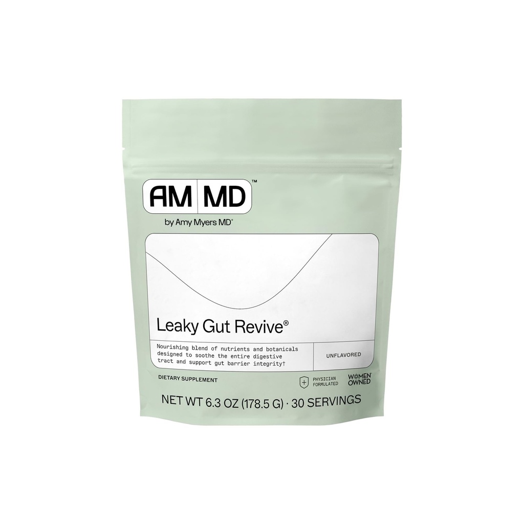 Amy Myers MD Leaky Gut Revive - Gluten-Free & Non-Dairy - 건강한 Gut 지원을 위한 식물 혼합 - Prebiotic 섬유, Slippery Elm Bark & Marshmallow 뿌리를 가진 GI 건강 지원 - 6.3 oz (30 서빙)