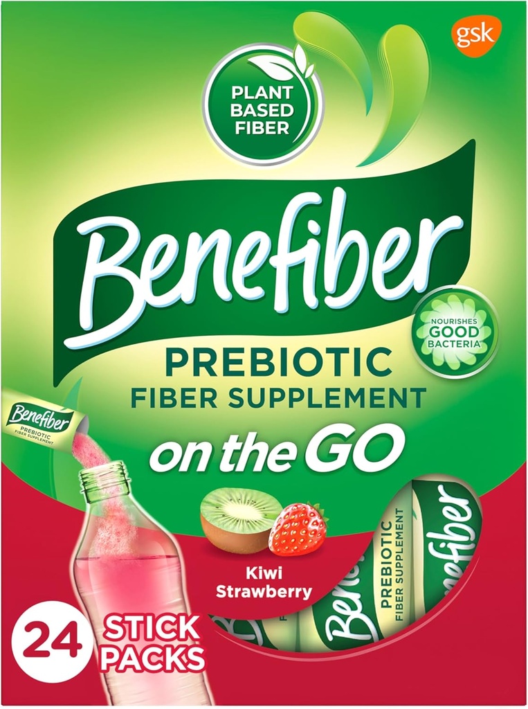 소화 건강, 매일 섬유 분말, Kiwi Strawberry 풍미 분말 스틱 팩에 대한 Go Prebiotic 섬유 보충 분말 - 24 스틱 (5.28 온스)
