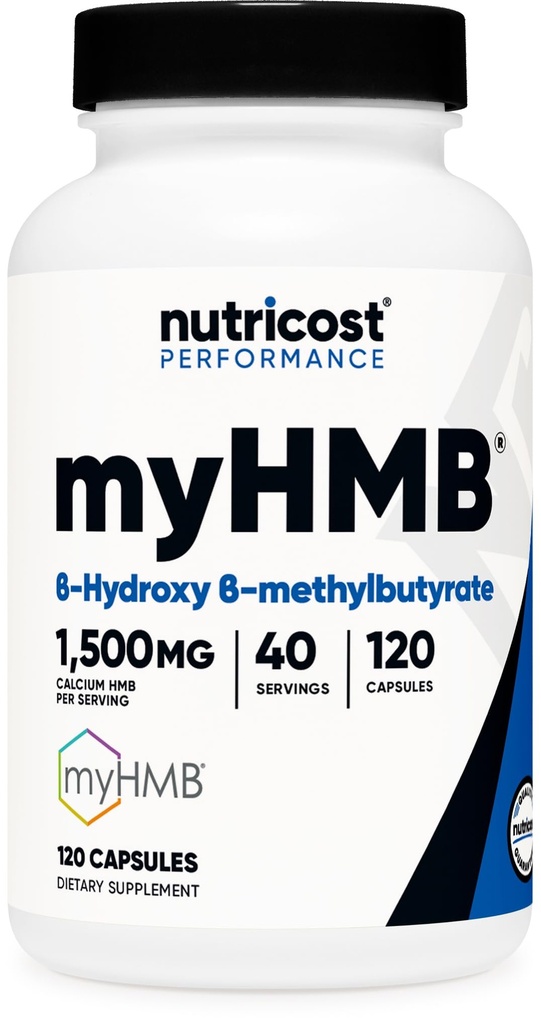 Nutricost myHMB 캡슐 1,500MG 칼슘 HMB 서빙 당, 120 캡슐, 40 서빙 - 성능 라인, 칼슘 B- 하이드 록시 B-Methylbutyrate Monohydrate