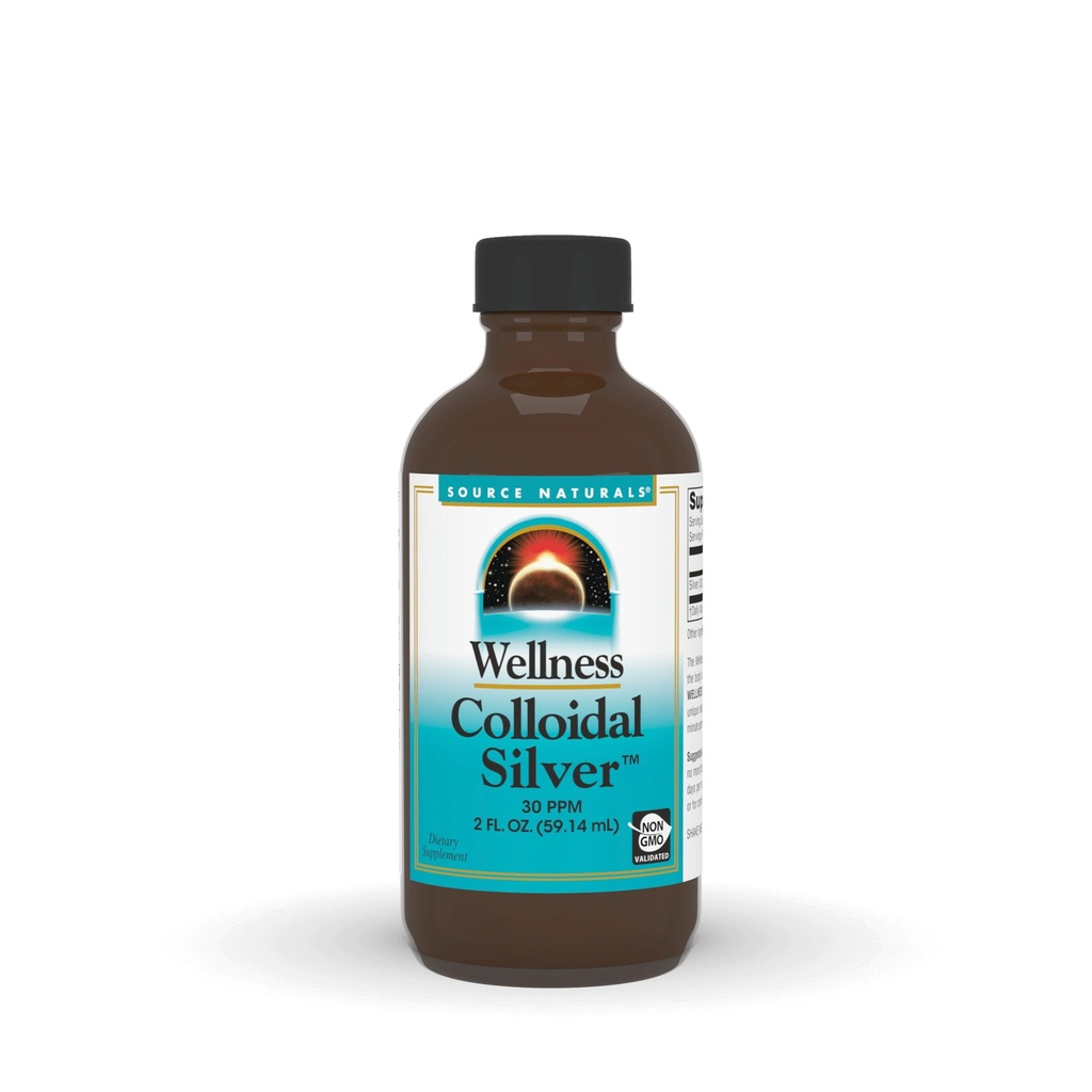 Source Naturals Wellness Colloidal Silver, 30 ppm, Non-GMO Liquid Dietary Supplement that Supports Physical Well Being* - 2 유체 oz