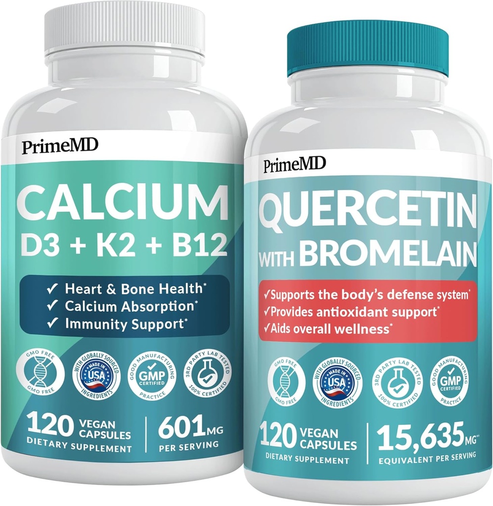 여성 및 남성 또는 심장, 뼈 및 바디 방어 (120 ct) 및 Bromelain Supplement가있는 28-in-1 Quercetin - Immune Defense Support 용 Quercetin 500mg 캡슐 (120 ct)