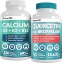 여성 및 남성 또는 심장, 뼈 및 바디 방어 (120 ct) 및 Bromelain Supplement가있는 28-in-1 Quercetin - Immune Defense Support 용 Quercetin 500mg 캡슐 (120 ct)
