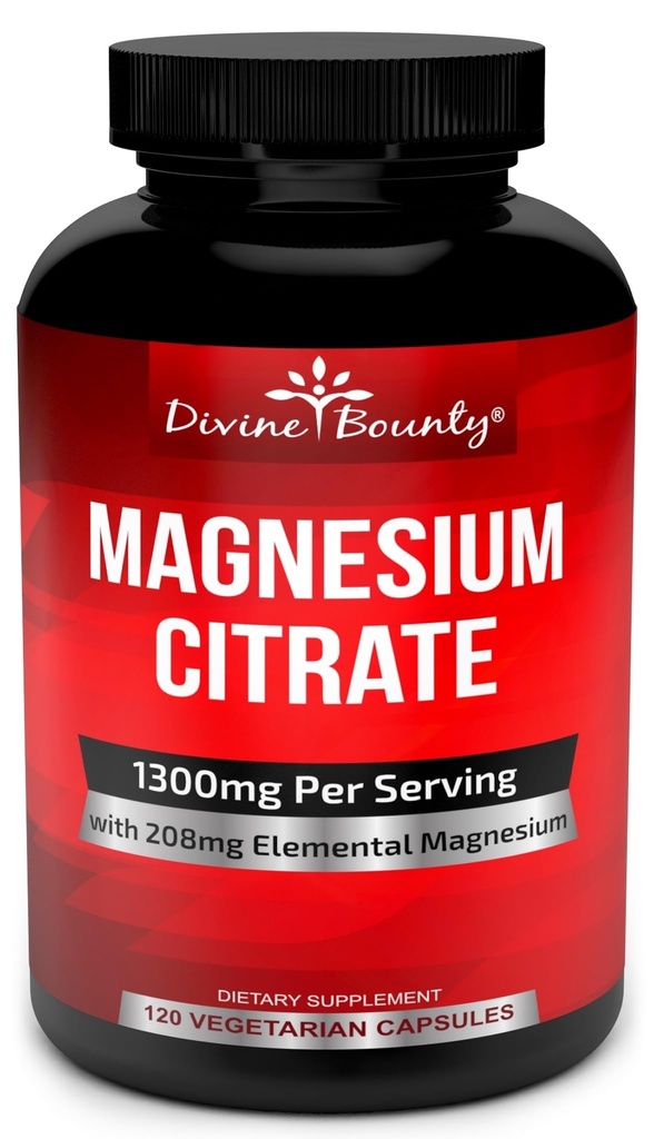 순수한 마그네슘 구연산염 캡슐 - 성분 마그네슘을 가진 1300mg 마그네슘 보충교재 - 120 채식 캡슐