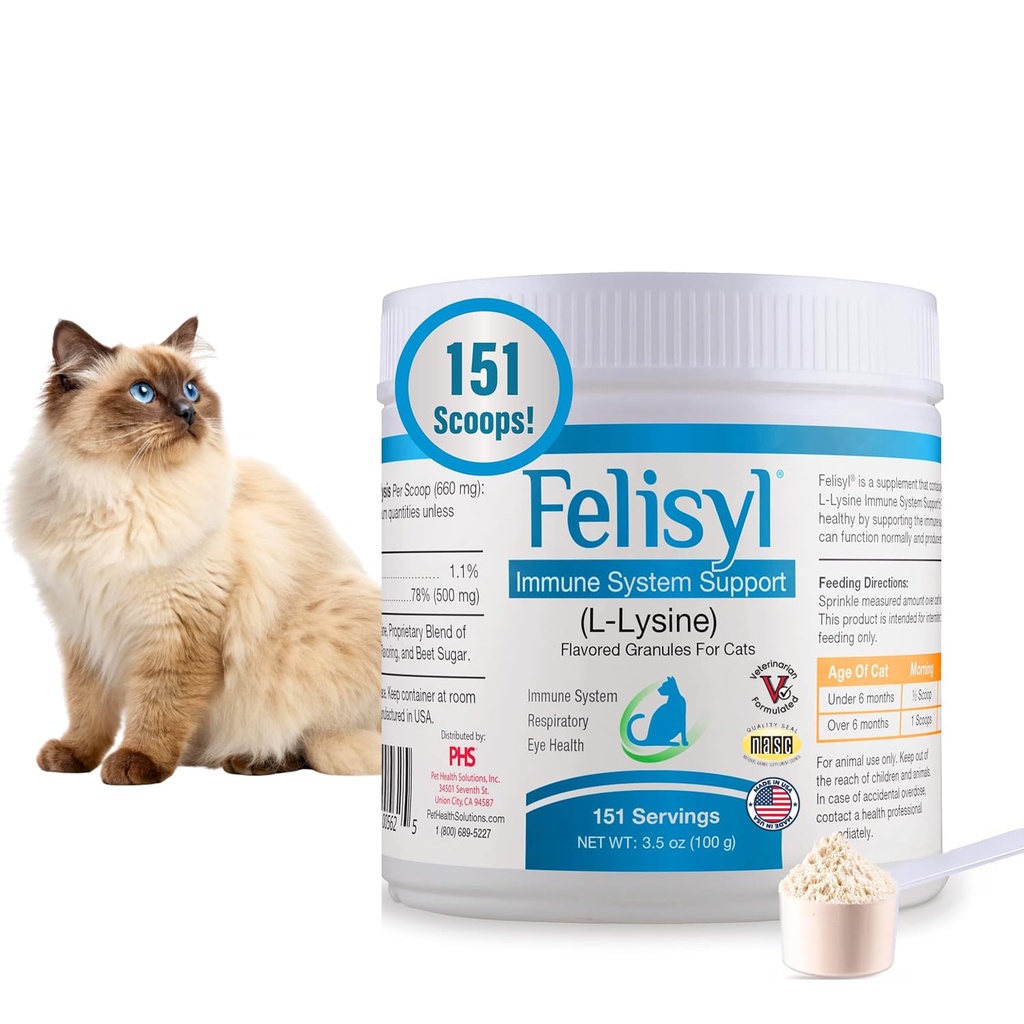 Felisyl Immune 체계 지원 (L-Lysine) 고양이 3.5oz (100g)를 위한 과립