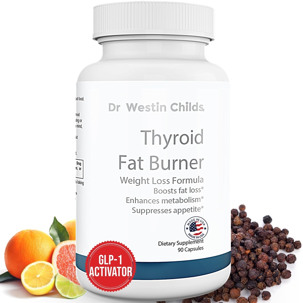 Dr. Westin Childs Thyroid Fat Burner - 허리 트리밍을위한 Hashimoto의 & Hyperthyroidism, Bloating, 30 서빙을위한 여성을위한 빠른 행동 열성 체중 감소 보충