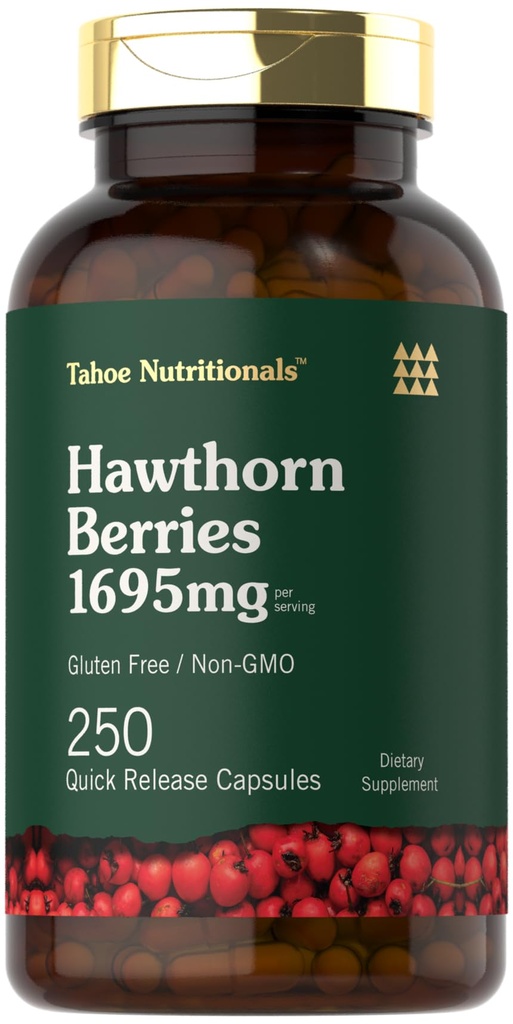 타호 영양 Hawthorn Berry 캡슐 | 서빙 당 1695mg | 250 개 | 여성과 남성용 보충 교재 | 비 GMO, 글루텐 무료 추출물