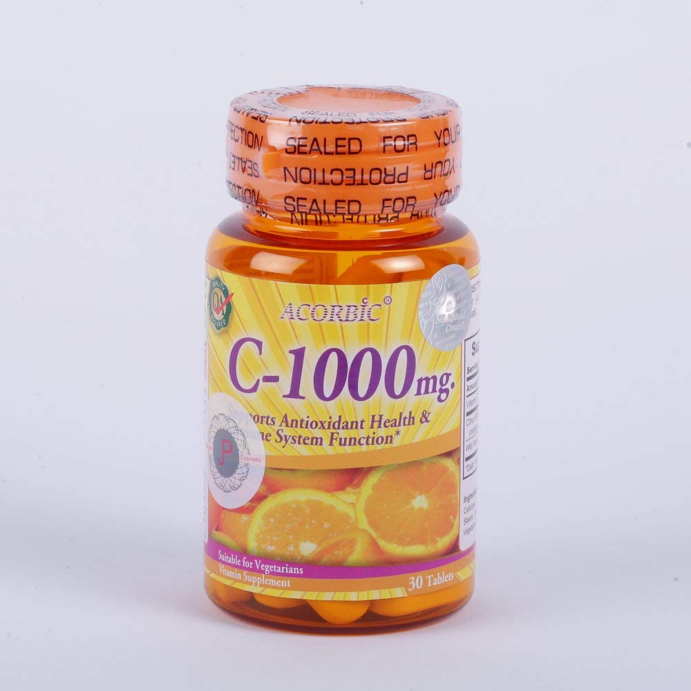 30의 알약 Acorbic C 1000 Mg Vittamin C 보충교재 밝은 명확한 잠그는 아스코르브산