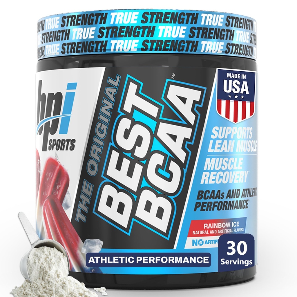 BPI 스포츠 최고의 BCAA 분말 - 근육 회복 지원 - 분기된 사슬 아미노산 | 단백질과 근육의 빌딩 블록 - 포스트 운동 회복 - 히드라 - 레인보우 얼음, 30 서빙