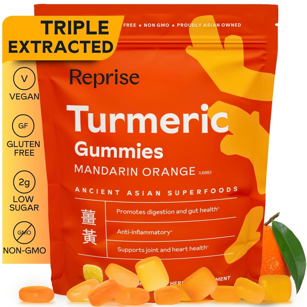 여성을 위한 Turmeric Gummies | 인화를위한 심황 보충 구미 | 성인을 위한 심황 구미 | 자연적인 쿠르쿠민, 저수지, 비건, 만다린 오렌지 맛, 45 조사