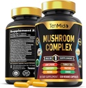 버섯 Complex 보충교재 - 13in1 공식 - 혼합 사자 Mane 버섯, Cordyceps Sinensis, Reishi, 터키 꼬리, Maitake, Chaga, Shiitake, Enoki, & 더 - 4 달 공급을 위한 120의 캡슐