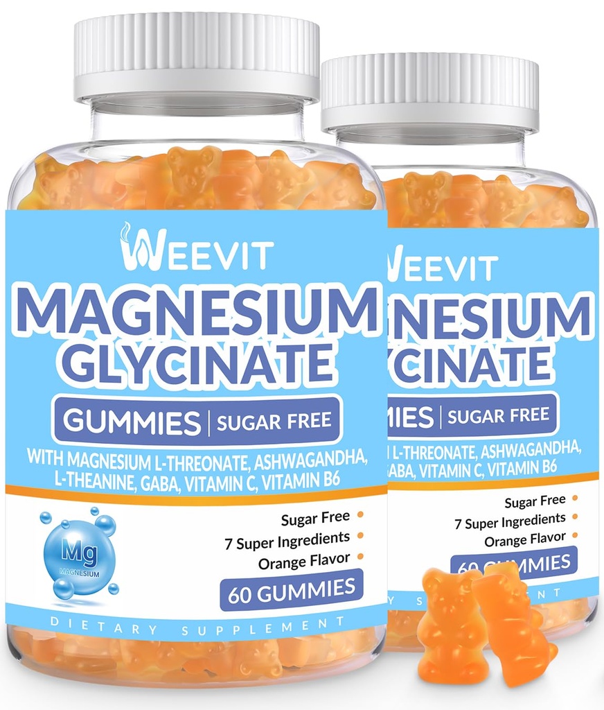 설탕 - 무료 마그네슘 글리세린 Gummies L-Threonate, Ashwagandha, L-Theanine, GABA, 비타민 C, B6를 가진 여자와 남자를 위한 마그네슘 보충교재