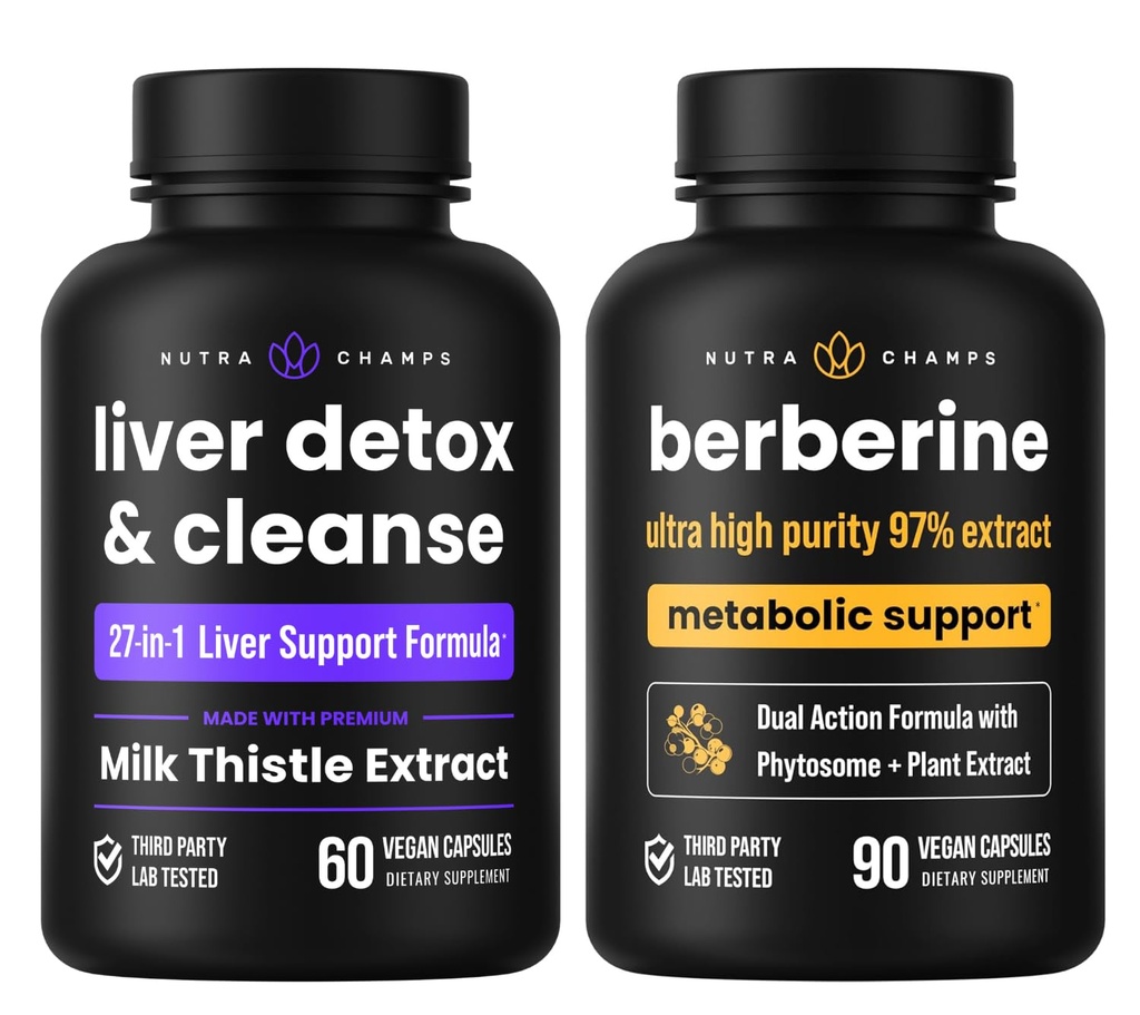 NutraChamps Liver Cleanse & Detox 캡슐 & Berberine 캡슐