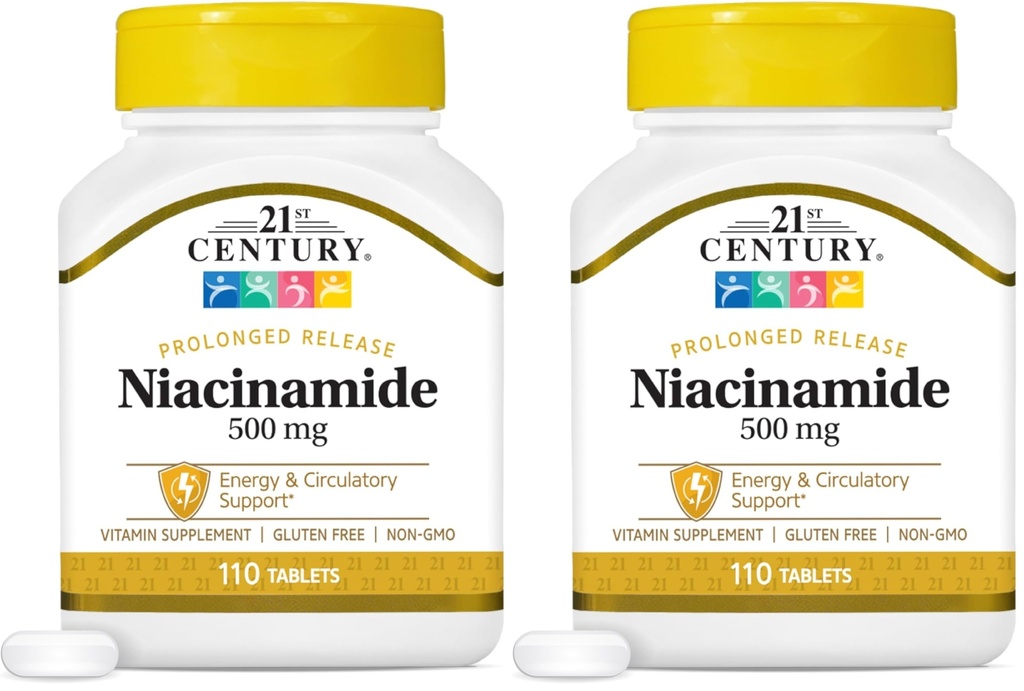 21 세기 Niacinamide 500 mg Prolonged 릴리스 정제, 110-Count (포장 2)