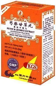 Peony와 Licorice 추출물 (Shao Yao Gan Cao Wan) 200 알약 X 12