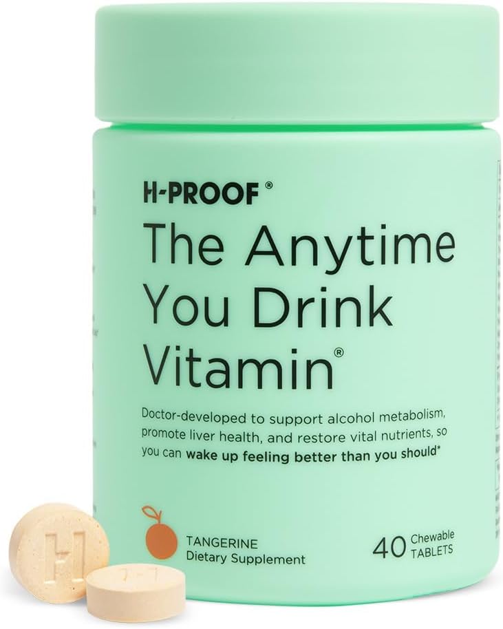 H-PROOF 언제 당신이 음료 비타민, 간 건강 & 면역 지원 Electrolytes, 우유 이틀 및 비타민 B & C - 40 Chewable 정제 (20 서빙), Vegan, Tangerine