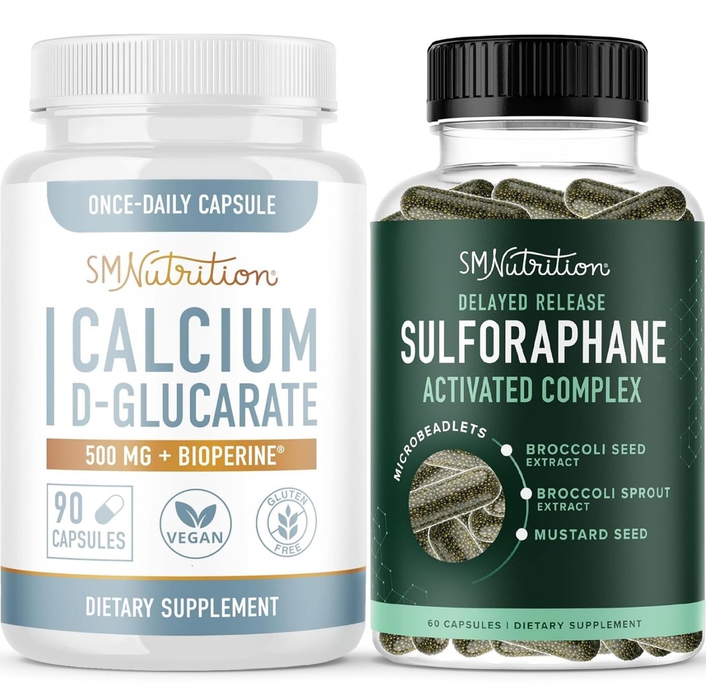 칼슘 D-Glucarate와 Sulforaphane Complex | 고급 Microbeadlet 호르몬 균형 보충 (60 인분)과 Vegan Gluten 무료 Non-GMO CDG 보충 (90 인분)