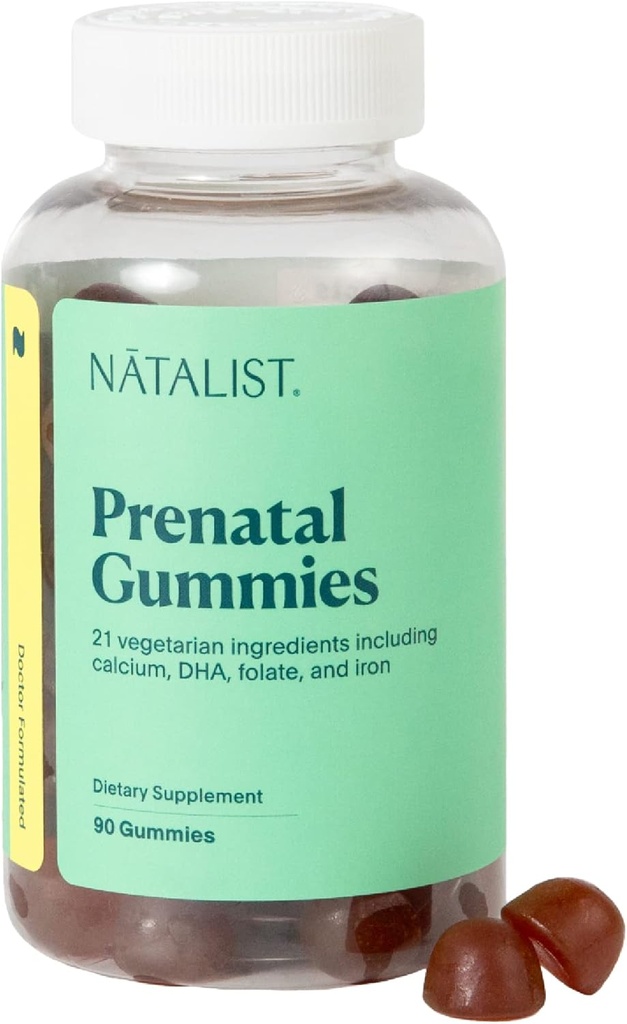 NATALIST는 매일 임신 & 임신 공식 여자의 Multivitamins + Algae에서 DHA Omega-3를 위한 전염성 Gummies - 혼합 Berry, 채식주의자, 글루텐 자유로운, 비 GMO - 90 조사