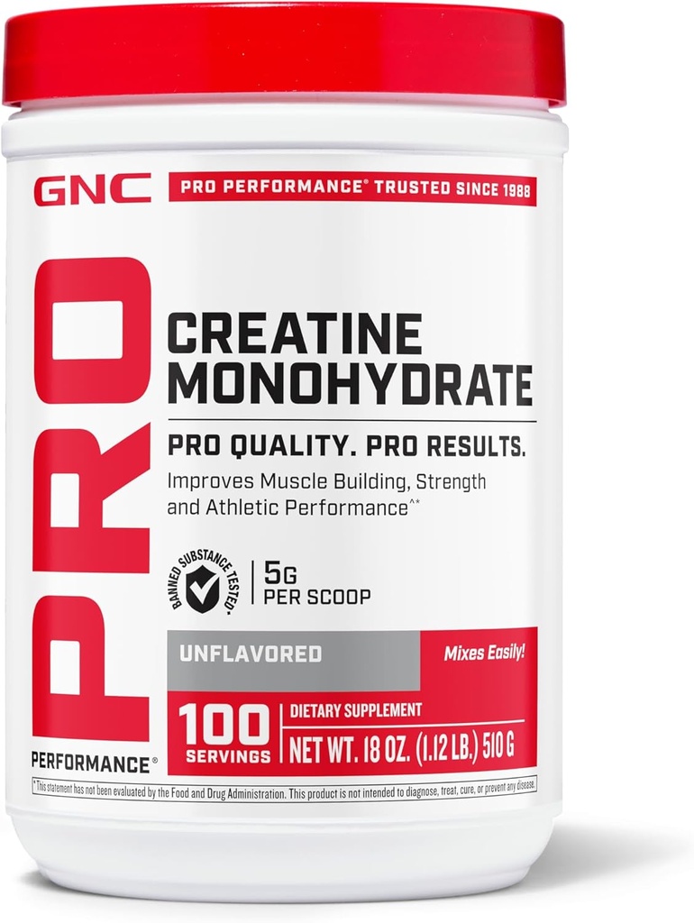 여자 & 남자를 위한 GNC 직업적인 성과 크레아틴 Monohydrate 분말, 서빙 당 5g 크레아틴, 근육 건물, 에너지 생산, 내구시간, 성과, 100 서빙