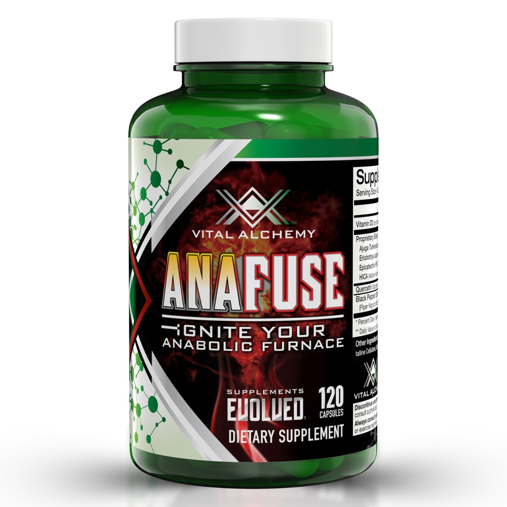 Vital Alchemy Anafuse Turkesterone 남성, Epicatechin, Quercetin, Black Pepper 및 더 많은 - 증가 체력, Lean 근육 성장 및 회복 - 미국 Made & Non-GMO - 120 Vegan 캡슐