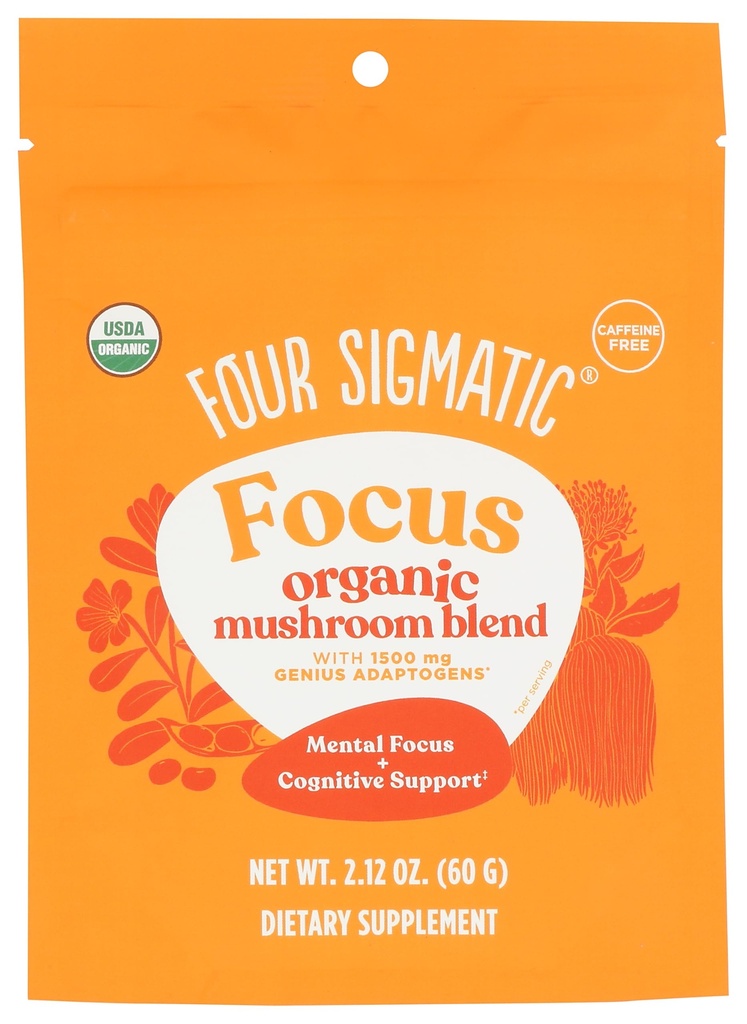 4 Sigmatic Focus Blend 7 Superfoods Adaptogen Blend Mix with Lion's Mane, Cordyceps, Rhodiola, Bacopa & Mucuna | 생산력 및 크리에이티브 지원 | Decaf & Dissolves easy | 30 서빙
