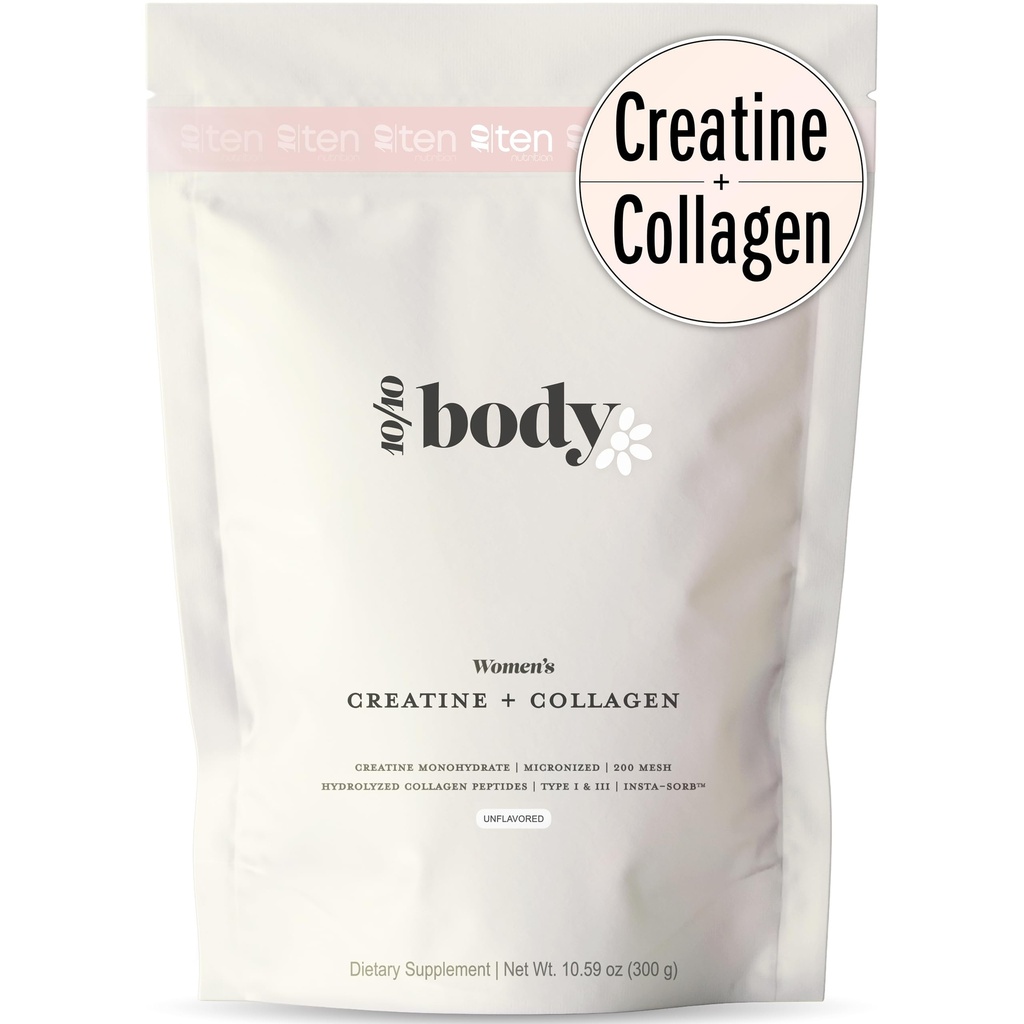 새로운 - 여성을위한 Creatine + Collagen - Lean 근육 성장 및 개발, Booty Gain, Energy & Recovery - 5g Creatine Monohydrate Plus 5000mg Collagen Peptides Combo - Unflavored, 30 서빙