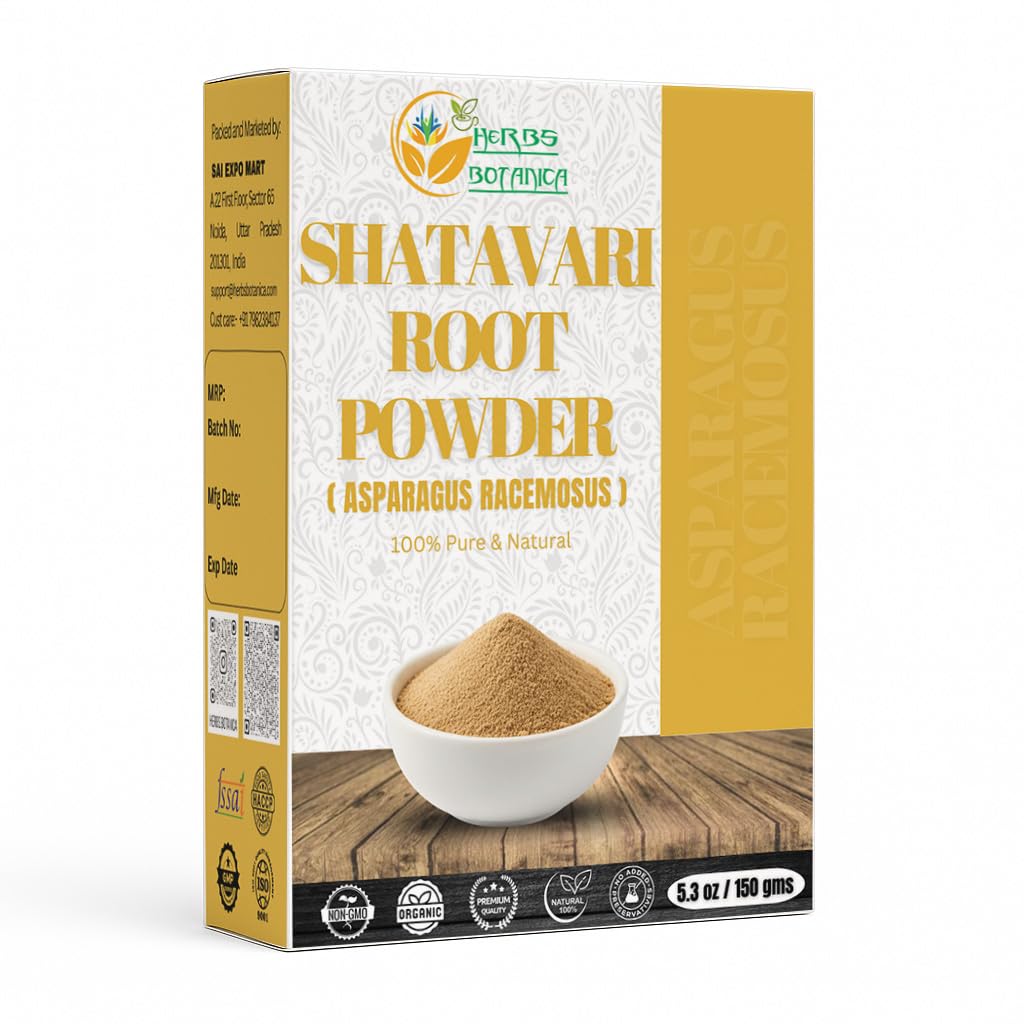 허브 Botanica Shatavari 분말 자연적인 아스파라거스 레이모우스를 위한 Breastfeeding Shatavri Satawar Kalpa Kalp 인도 개량 Lactation | Rejuvenates Stamina | 5.3 oz / 150 GMS