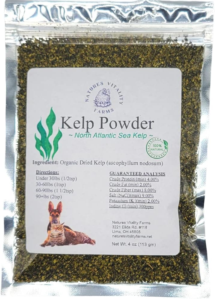 Dogs/Cats, Natural North Atlantic Ocean Sea Kelp, 비타민 미네랄 및 항산화제 for Ultimate Health (4 Ounce)