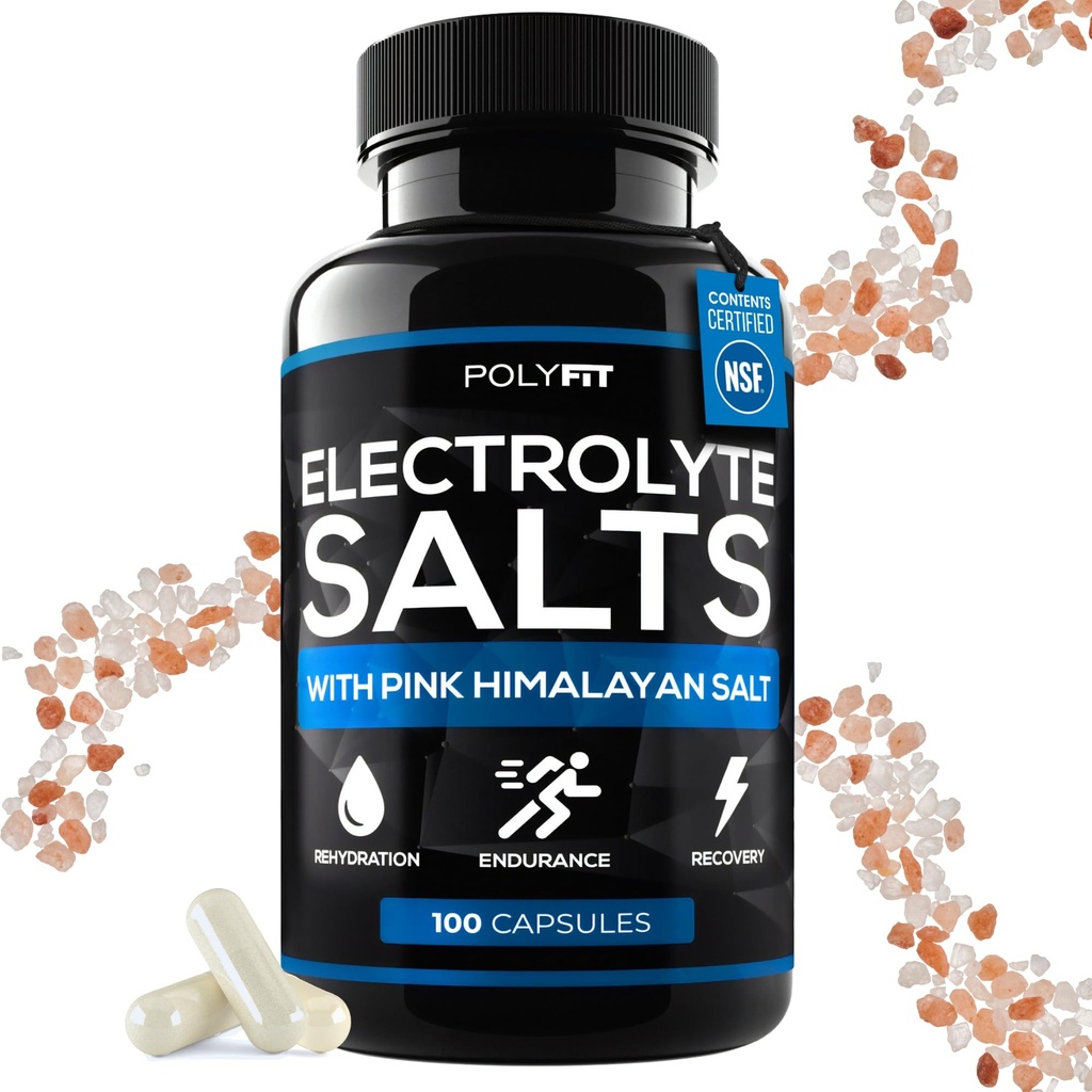 Polyfit Electrolyte Salts - 100 소금 알약 - 런너를 위한 전해질 보충 소금 정제 - 급속한 Hydration, 회복 및 내구시간을 위한 보충교재