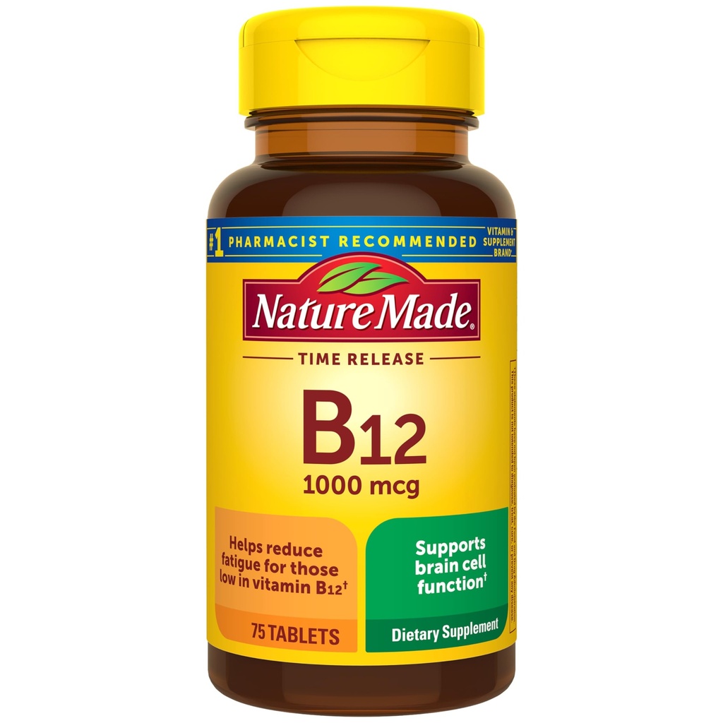 성격은 비타민 B12 1000 mcg, 에너지 대사 지원을 위한 규정식 보충교재, 75 시간 방출 정제, 75 일 공급을 만들었습니다