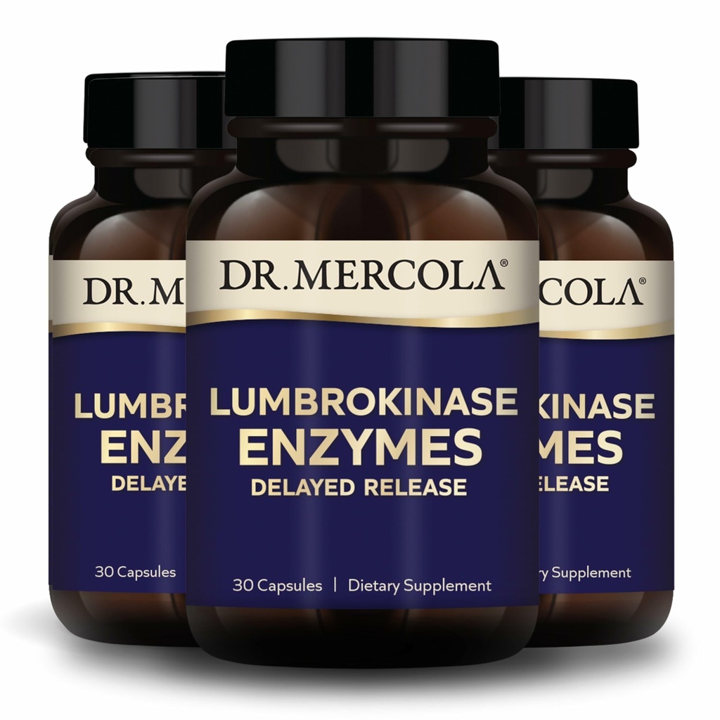 박사. Mercola Lumbrokinase 효소 - 지연 방출 공식 - 심혈관 및 에너지 지원을위한 규정식 보충 - 비 GMO, 글루텐 - 무료 & Soy-Free - 30 캡슐 (30 인분), 3 팩