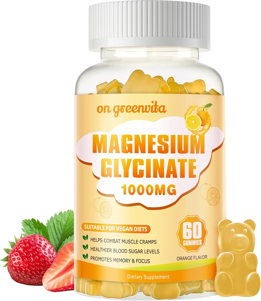 마그네슘 글리세린 Gummies 1000mg - 비타민 D, B6, Calm Mood & Sleep Support - 60 오렌지 Gummies를 가진 설탕 자유로운 마그네슘 칼륨 보충교재