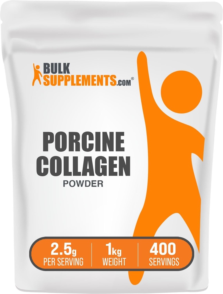 BulkSupplements.com Porcine Collagen 분말 - Hydrolyzed Collagen, 펩타이드 - Gluten 무료, 봉사 당 2500mg, 5kg (11 파운드) (팩 5)