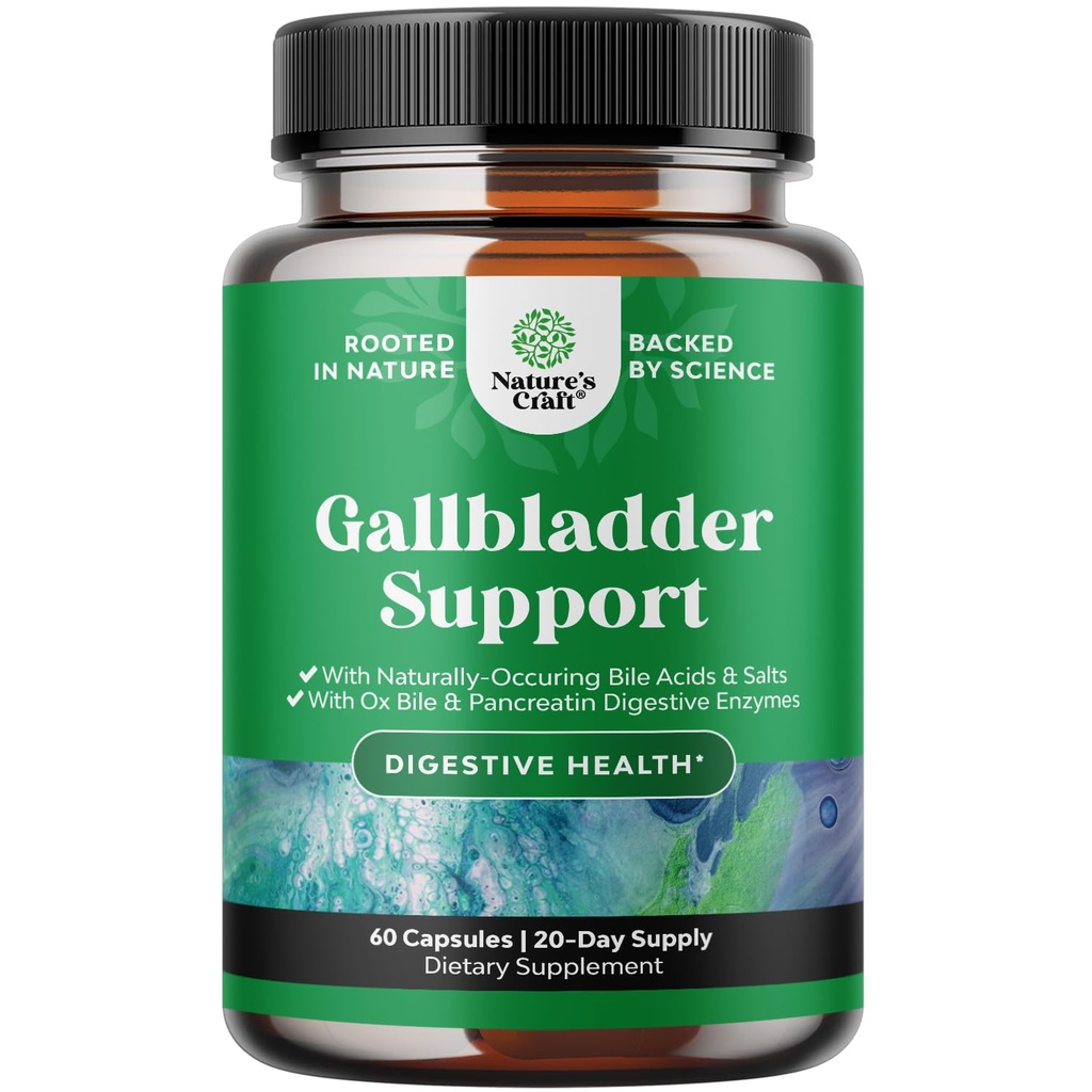 Ox Bile Salts for Gallbladder Support - Pancreatin Digestive Enzymes Ox & Betaine HCL을 사용하여 정제 된 Bile Salts 보충 - Gallbladder & Digestive Health 20 일 동안 보충제