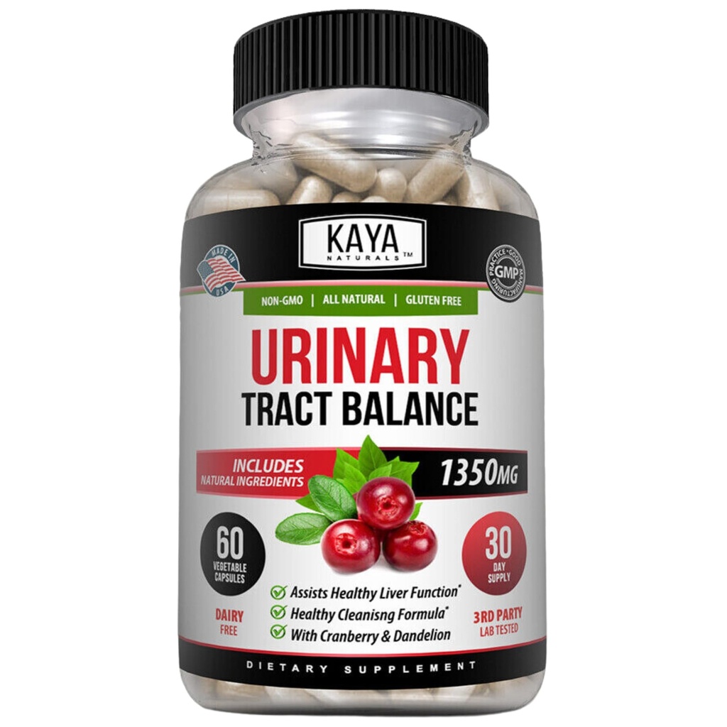 Kaya Naturals - D-Mannose - Urinary Tract UT Cleanse & Bladder Health - Cranberry, Hibiscus & Dandelion Root로 만든 - D Mannose 캡슐 Cranberry 보충 - 60 Veggie 캡슐