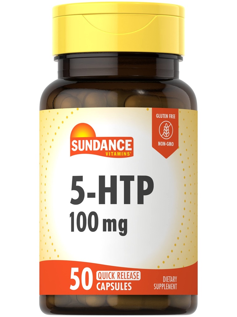 Sundance 5-HTP 100mg | 50 캡슐 | 5 Hydroxtryptophan | 비 GMO 및 글루텐 무료 보충