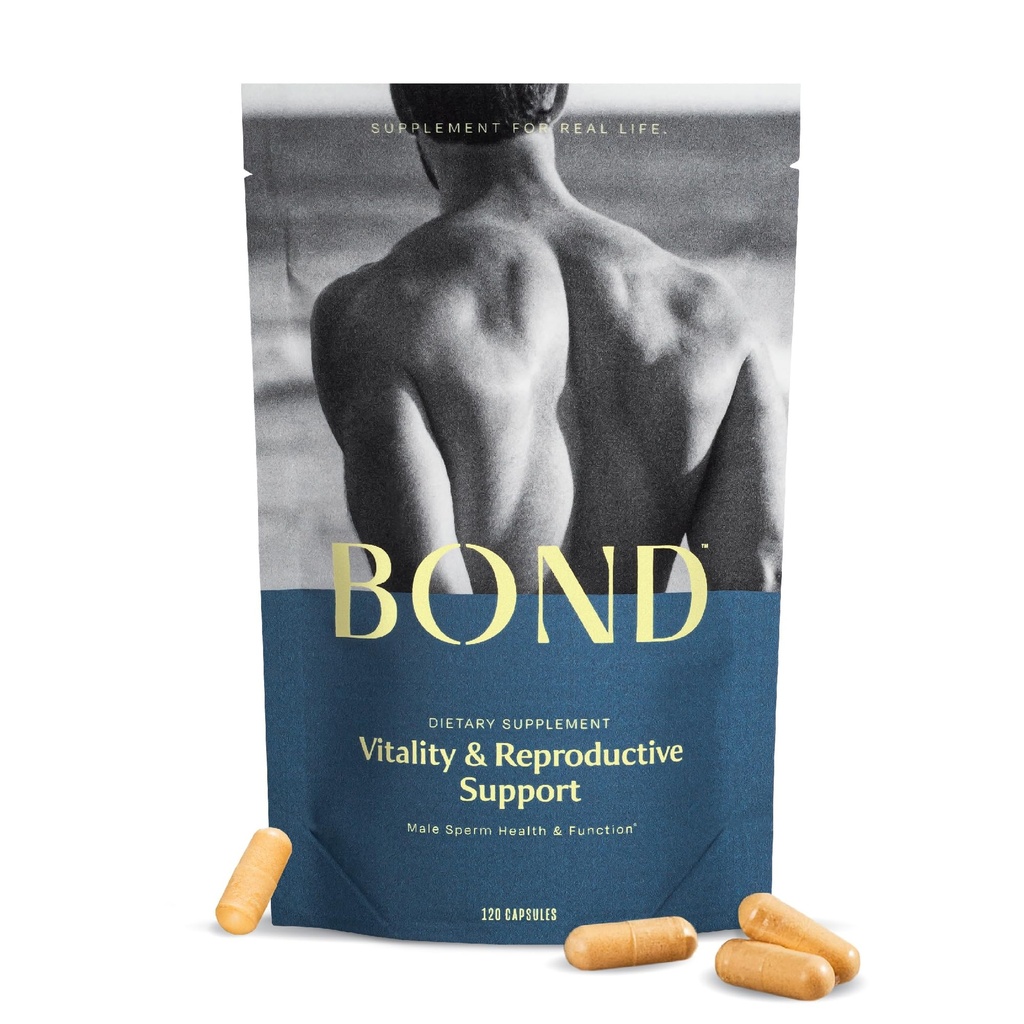 BOND Vitality - 올인원 남성 불임 보충 - 남성, 남성 웰빙 보충을위한 개념 - CoQ10, 비타민 B12, C, D, & E, 카탈라제, 셀레늄 - 120 캡슐