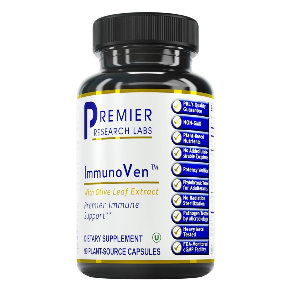 Premier Research Labs ImmunoVen - 면역 건강 캡슐, 올리브 리프 추출물 캡슐, 면역 지원 및 심장 건강, 남성 및 여성을위한 웰빙 알약 - 90 채식 캡슐