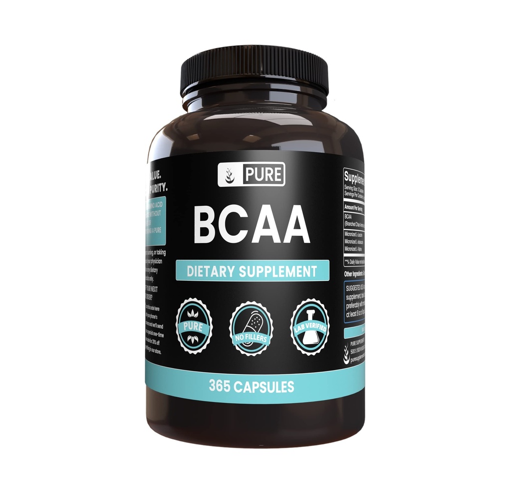 순수한 본래 성분 BCAA (365의 캡슐) 마그네슘 또는 밥 충전물 없음, 항상, 확인되는 실험실