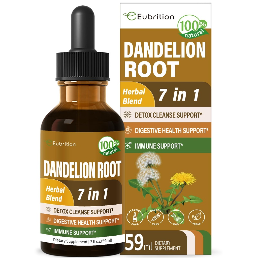Dandelion 뿌리 추출물 하락, Diente de Leon Organico Hierba, Dandelion 보충교재 공식 W/Milk Detox Cleanse, Digestion & Immune 지원, 알콜 자유로운 가늠구멍을 위한 이틀 심황. 2oz