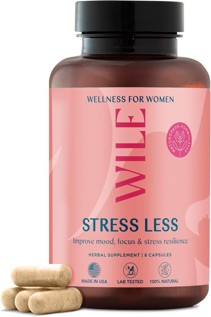 WILE Menopause & Perimenopause는 Ashwagandha - Black Cohosh와 스트레스 완화 - 개선 된 Mood, 수면, 호르몬 균형을위한 Premenopausal 지원 - Vegan, 30 서빙