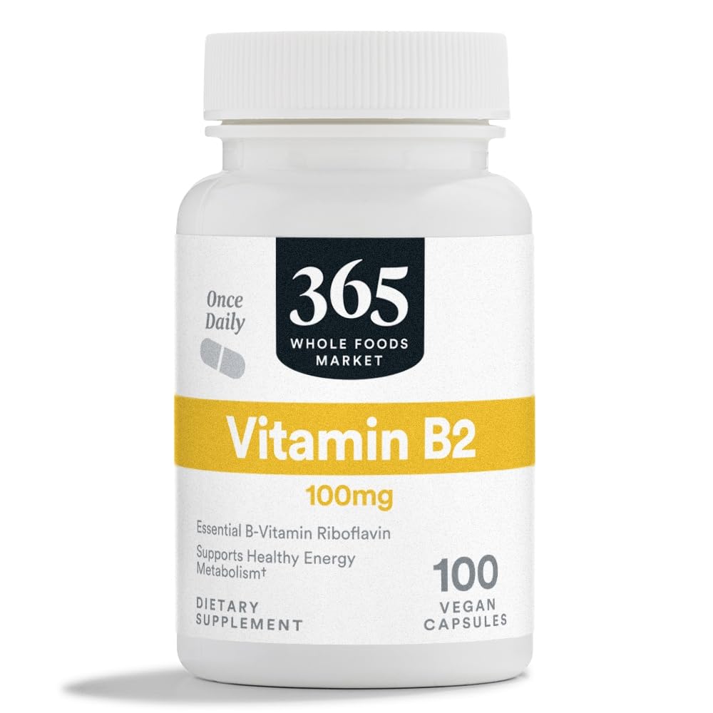 365 전체 식품 시장, 비타민 B2, 100Mg, 100 식물성 캡슐에 의해
