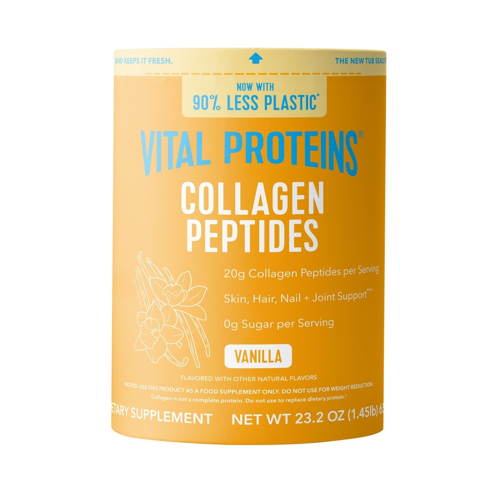 Vital Proteins 교원질 펩티드 분말 - 머리, 못, 피부, 뼈 & 합동 건강을 위한 잔디에 의하여 융합된 교원질 펩티드, 바닐라, 23.2 온스