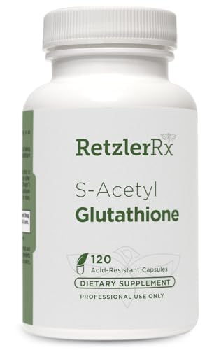 RetzlerRx S-Acetyl 글루타티온 보충 100 mg. 캡슐 당, 미국에서 만드는 - 120 산성 저항하는 캡슐 - 산화 방지제 지원 - 비 GMO, 콩 & 글루텐 자유로운/Beraflow®의 약제 급료
