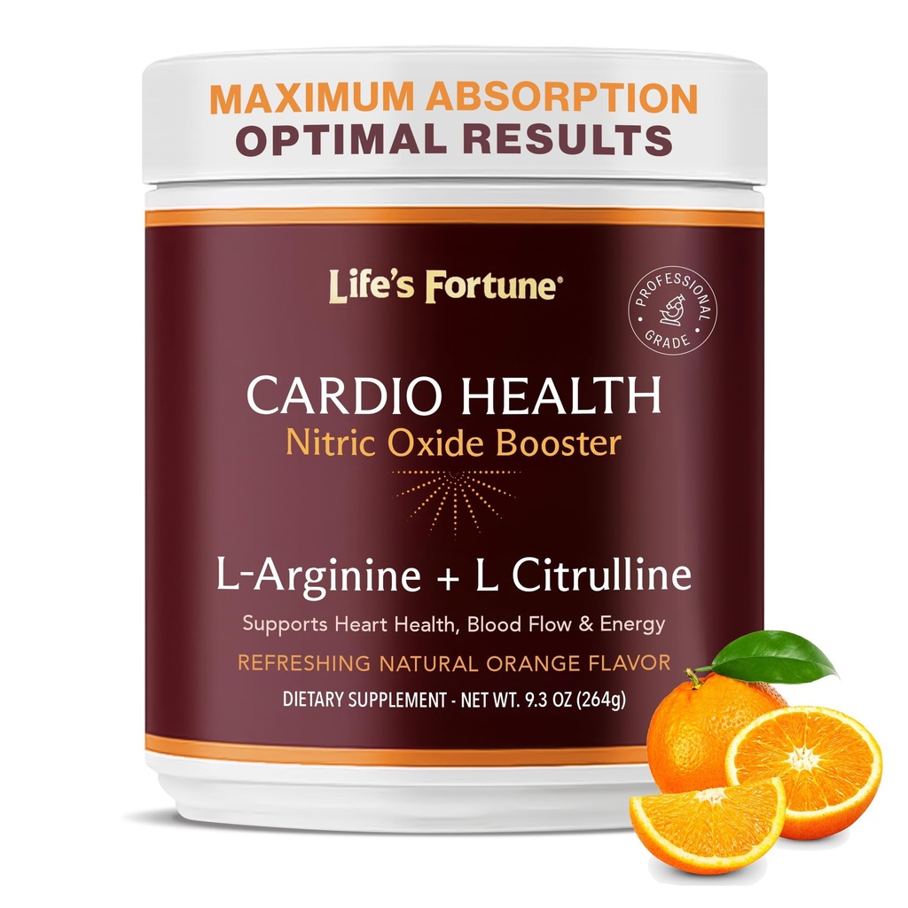 생명의 Fortune 5000mg L- Arginine 보충교재 분말 & 1000mg L-Citrulline, 높은 잠재력 산화 질소 건강 승압기, 내구시간, 운동 성과, 자연적인 오렌지 풍미 (20의 서빙)