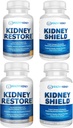 Kidney Restore & Kidney Shield 4-Pack 번들 알약 - Kidney Cleanse Detox & Repair 용 Natural Kidney Support Supplement - 포괄적인 Renal & Kidney Health Supplement 지원 Kidney Function