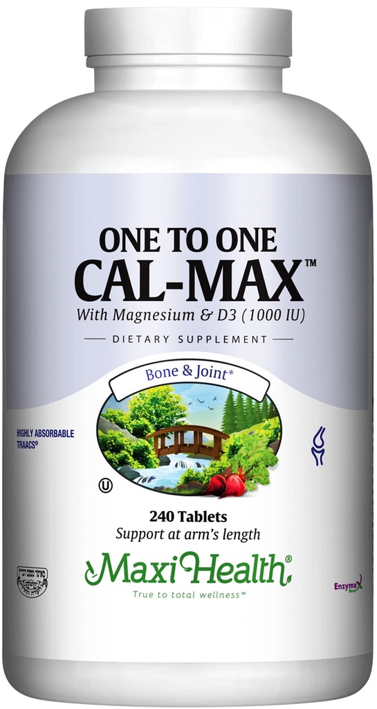 Maxi 건강 비타민 D3 (1000 IU)와 마그네슘 (500 mg)를 가진 500 mg 칼슘 보충교재 - 남자와 여자를 위한 뼈, 이 및 합동 지원 - 240의 정제