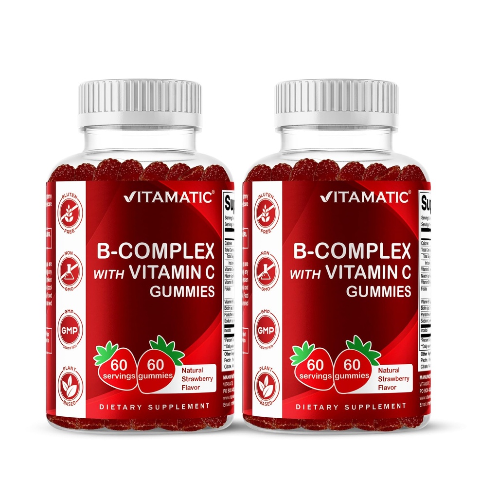 비타민 C & Inositol - 천연 딸기 맛 - 60 Gummies (2 병)