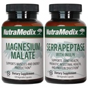 NutraMedix Fitness Plan 보충교재 번들 - 합동 & Mobility Wellness를 위한 에너지 & Athletic 지원 및 Serrapeptase를 위한 마그네슘 말산염을 포함합니다 - 적당 지원은 -2-Piece 캡슐 세트를 보충합니다