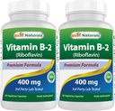 최고의 자연 비타민 B2 (Riboflavin) 400mg - 편두통 구호 - Veggie 캡슐 - Conezyme Precursor - 120 개 (120 개)